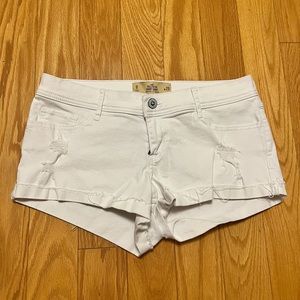 White Distressed Hollister Denim Shorts